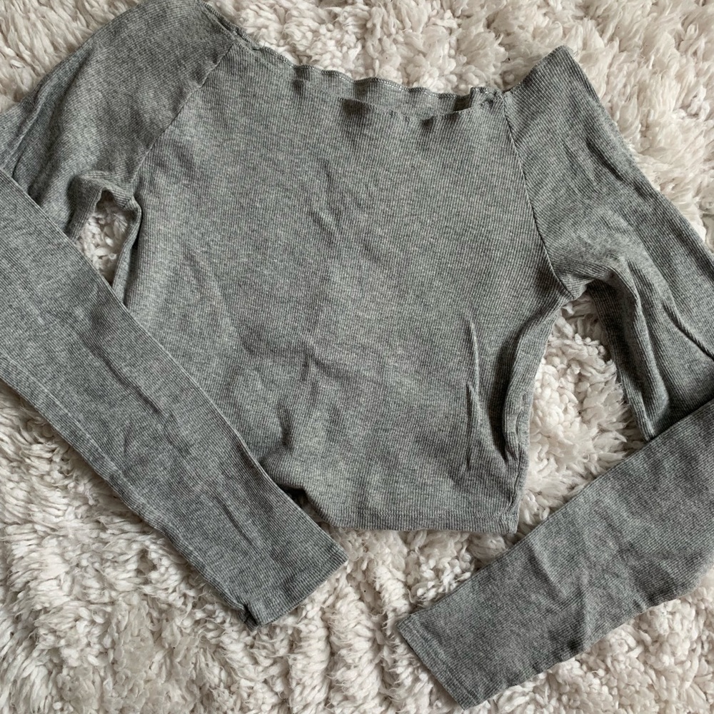 Grey Off the Shoulder Top